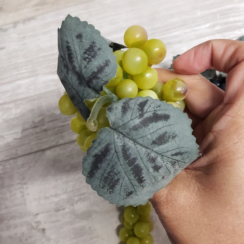 Lot 2 Realistic Artificial Faux Decorative Grapes Clusters Plastic Rubber Fruit